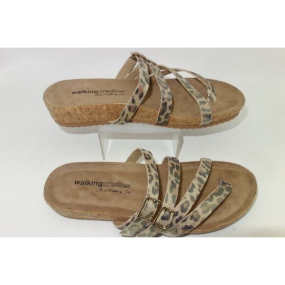 NEW Walking Cradles Leather Sandals Penelope Metallic Leopard Print Women's 8.5 - Picture 1 of 8